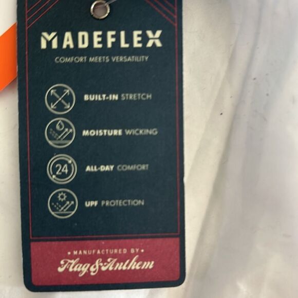 Flat & Anthem Madeflex Performance Chest Striped Polo Blue, XXL, NWT - Picture 7 of 10